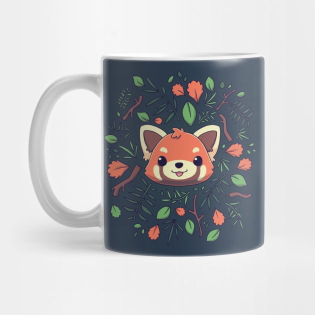 Red Panda Autumn Leaves // Kawaii, Wild Animal by Geekydog